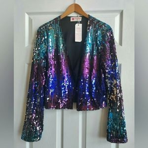 Cropped Sequin Jacket by Southern Fried Chicks, Size XL